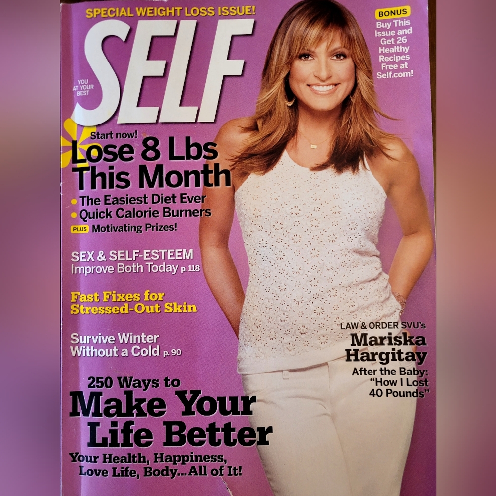 Vintage SELF MAGAZINE with MARISKA HARGITAY (LAW & ORDER SUV) On The Cover
